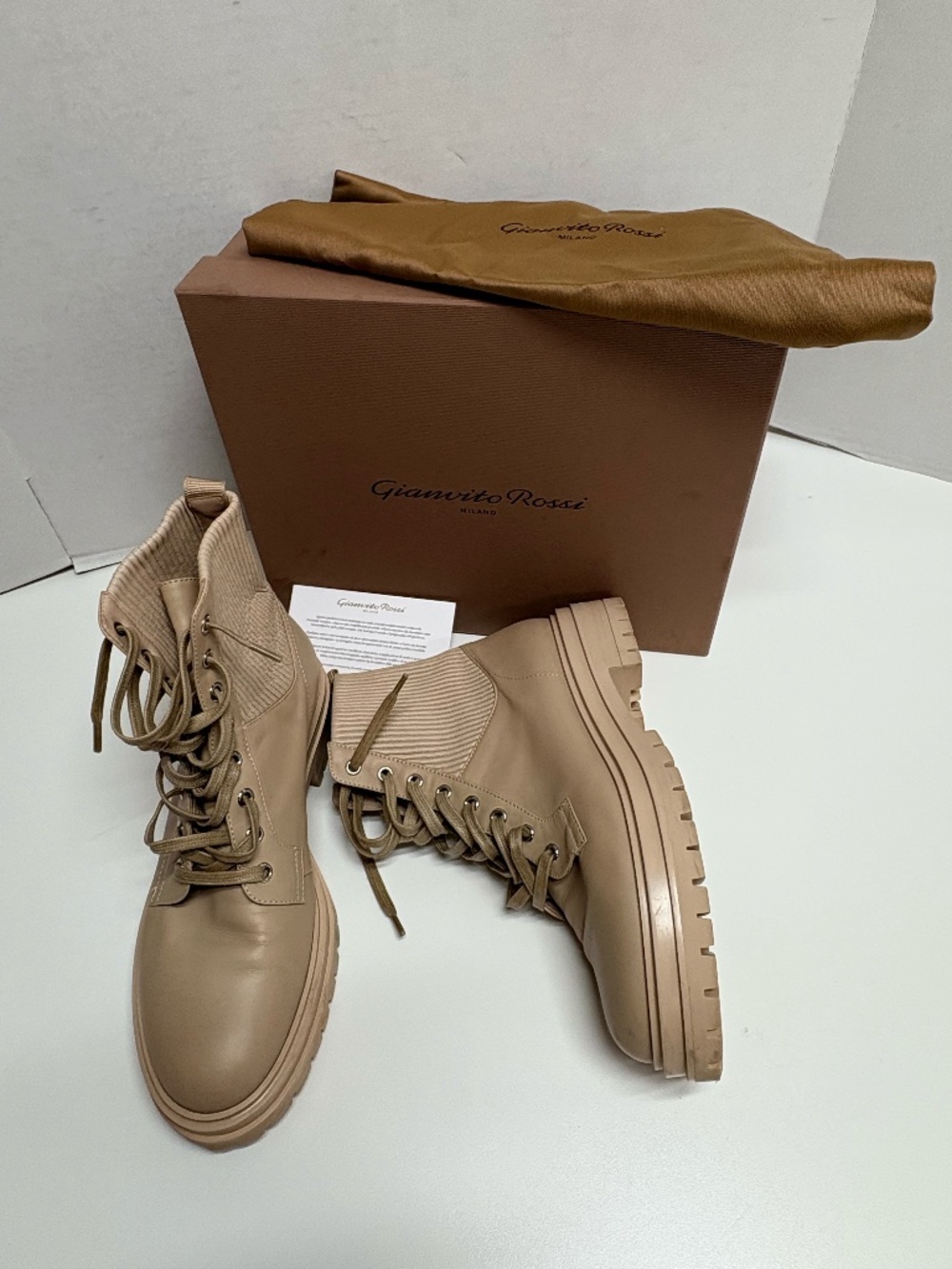 Gianvito Rossi Martis Combat Boots - Size 39.5.